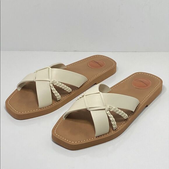 Chloe Sand Yellow Criss Cross braided sandals size 41 - Picture 1 of 9